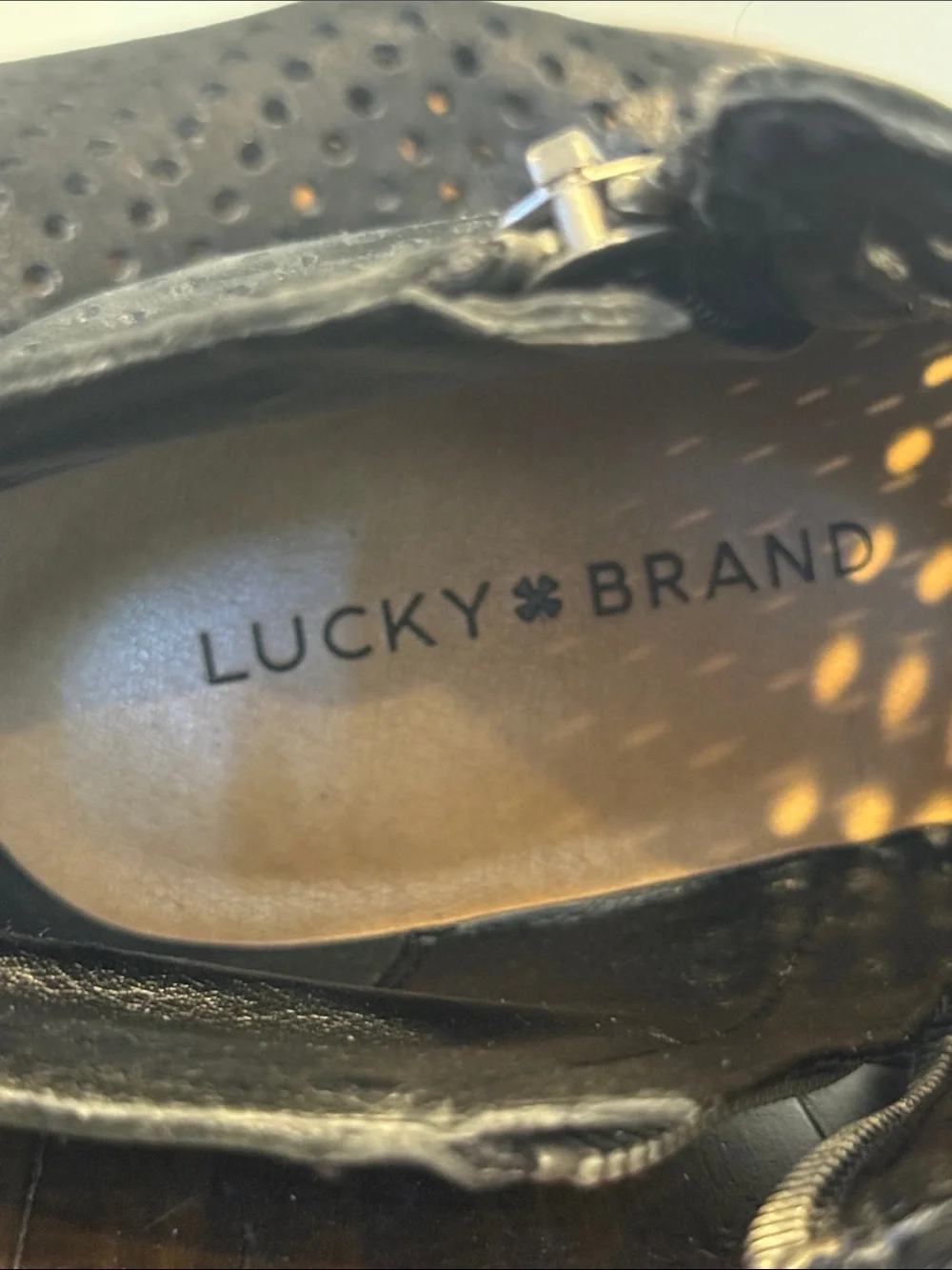 Lucky Brand Black Perforated Side-Zip Ankle Booties